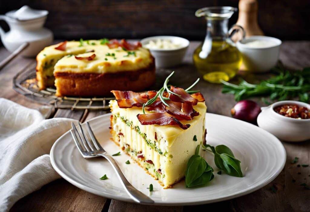 Cake salé échalotes mozzarella lardons