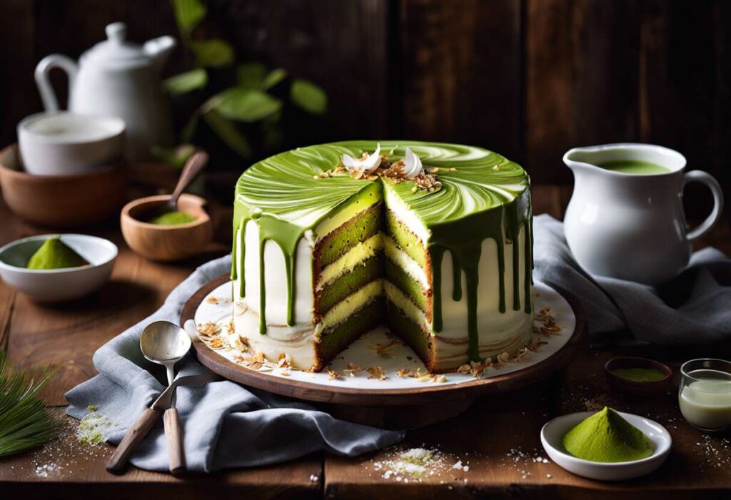 Recette de cake marbré : noix de coco, thé vert matcha et chocolat blanc