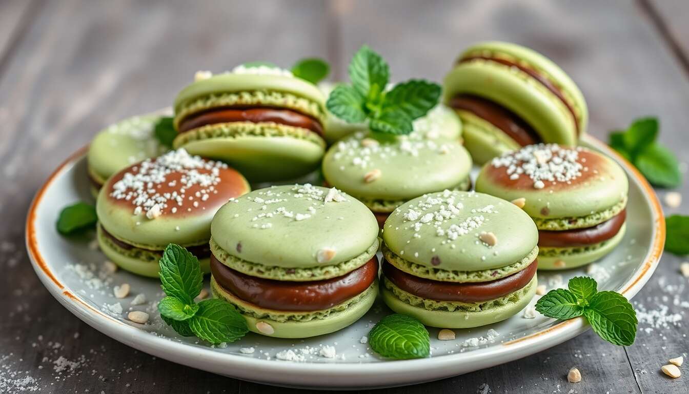Recette de macarons menthe chocolat : le duo parfait