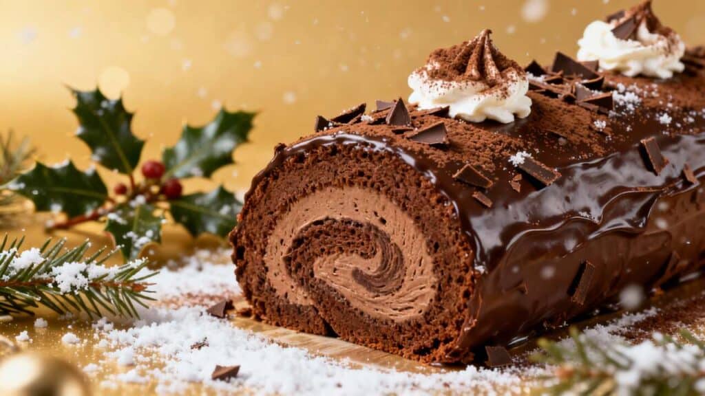 Bûche de Noël roulée au chocolat : recette facile et rapide