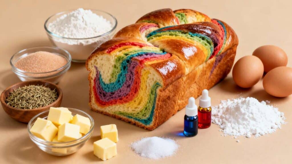 Recette de la brioche arc-en-ciel maison