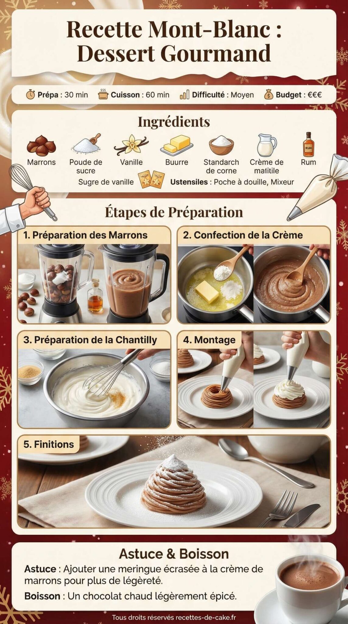 Fiche recette Recette Mont-Blanc : dessert gourmand à découvrir Fiche recette Recette Mont-Blanc : dessert gourmand à découvrir