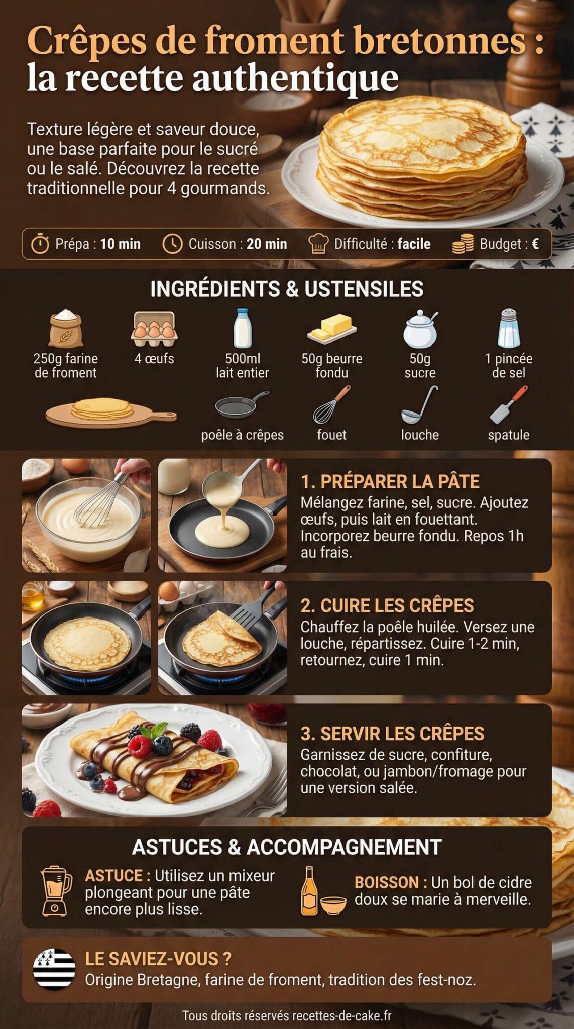 Fiche recette Crêpes de froment bretonnes : la recette authentique Fiche recette Crêpes de froment bretonnes : la recette authentique