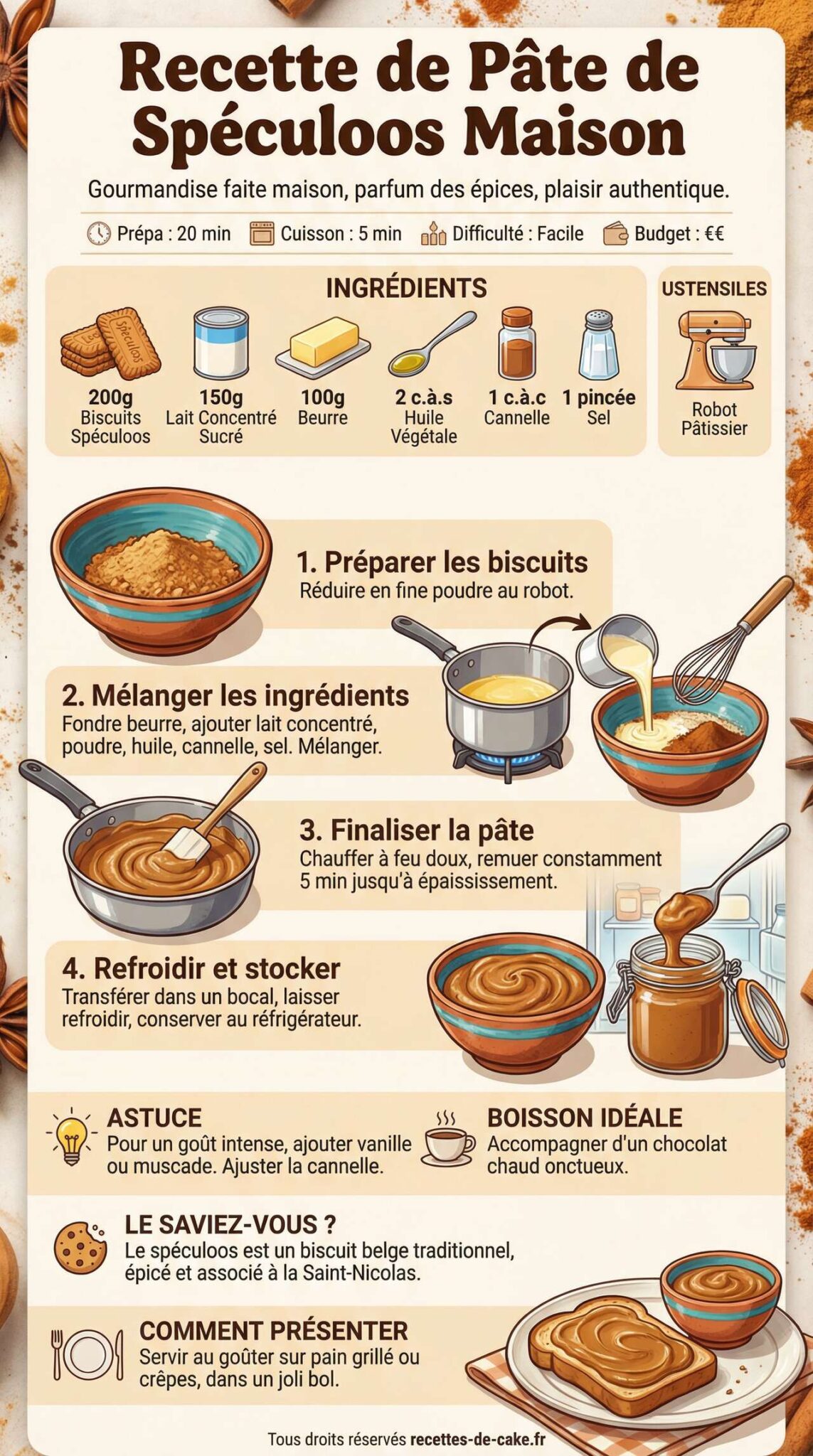 Fiche recette Recette de pâte de spéculoos maison Fiche recette Recette de pâte de spéculoos maison