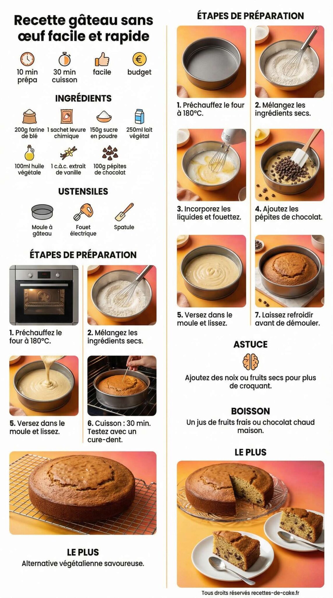 Fiche recette Recette gâteau sans œuf facile et rapide Fiche recette Recette gâteau sans œuf facile et rapide