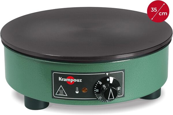 KRAMPOUZ Crêpière Électrique BILLIG - Plaque en Fonte Usinée Diamètre 35 cm - 220-240 Volts et 2500 Watts - Véritable Crêpière Traditionnelle Bretonne Familiale - Fabriquée en France - Réf CEBPA3AO-KR