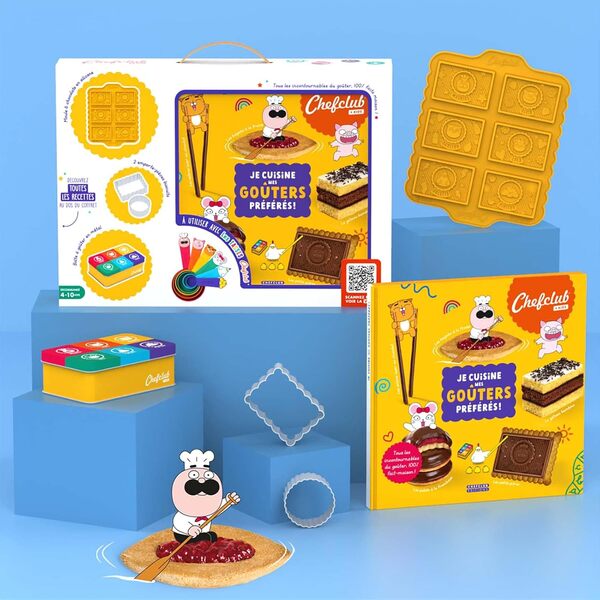 Chefclub Kids Coffret - Je cuisine mes goûters préférés ! Coffret incluant 1 livre de cuisine, 2 emporte-pièces, 1 moule à chocolat, 1 boîte à goûter Relié – Livre d’images, 20 octobre 2021