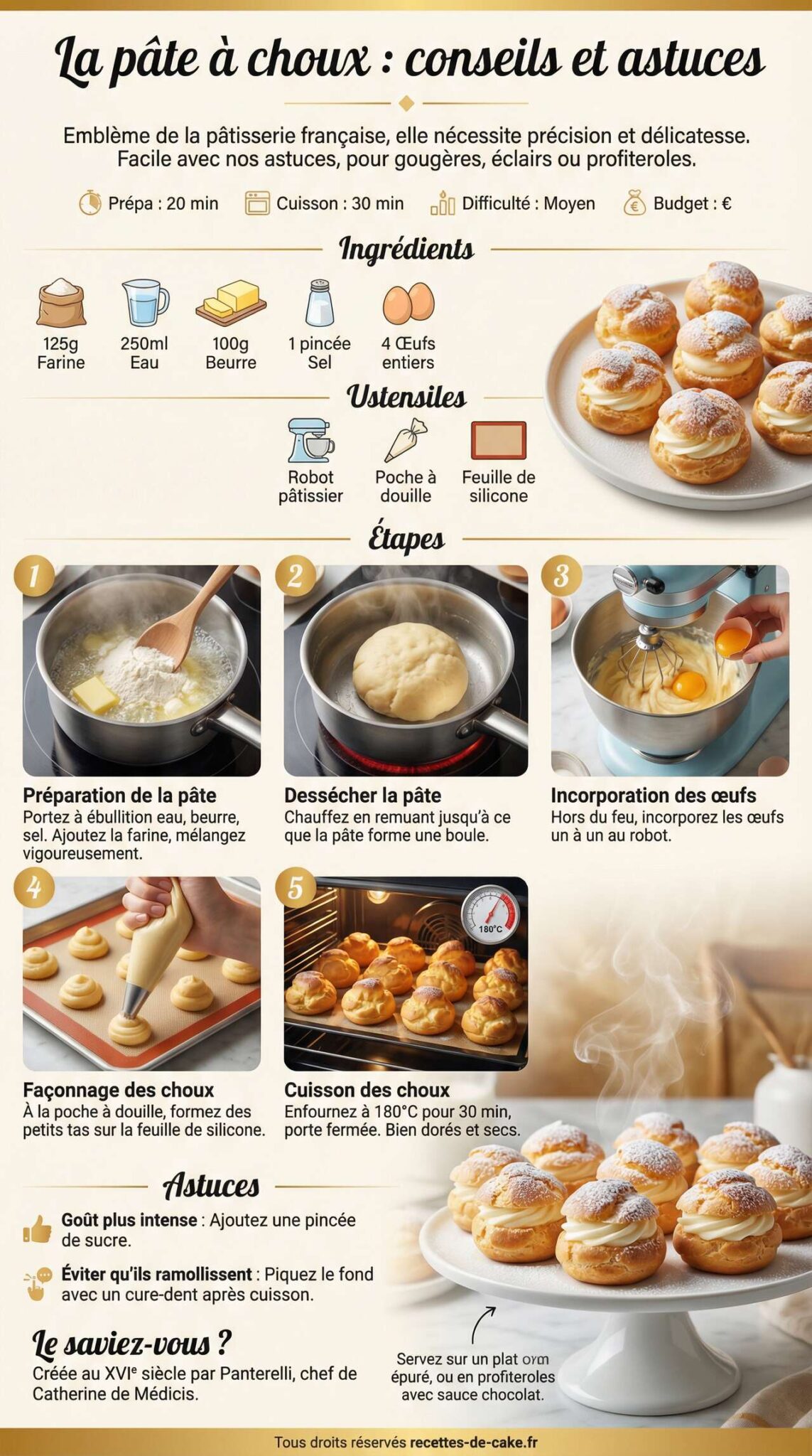 Fiche recette La pâte à choux : conseils et astuces Fiche recette La pâte à choux : conseils et astuces