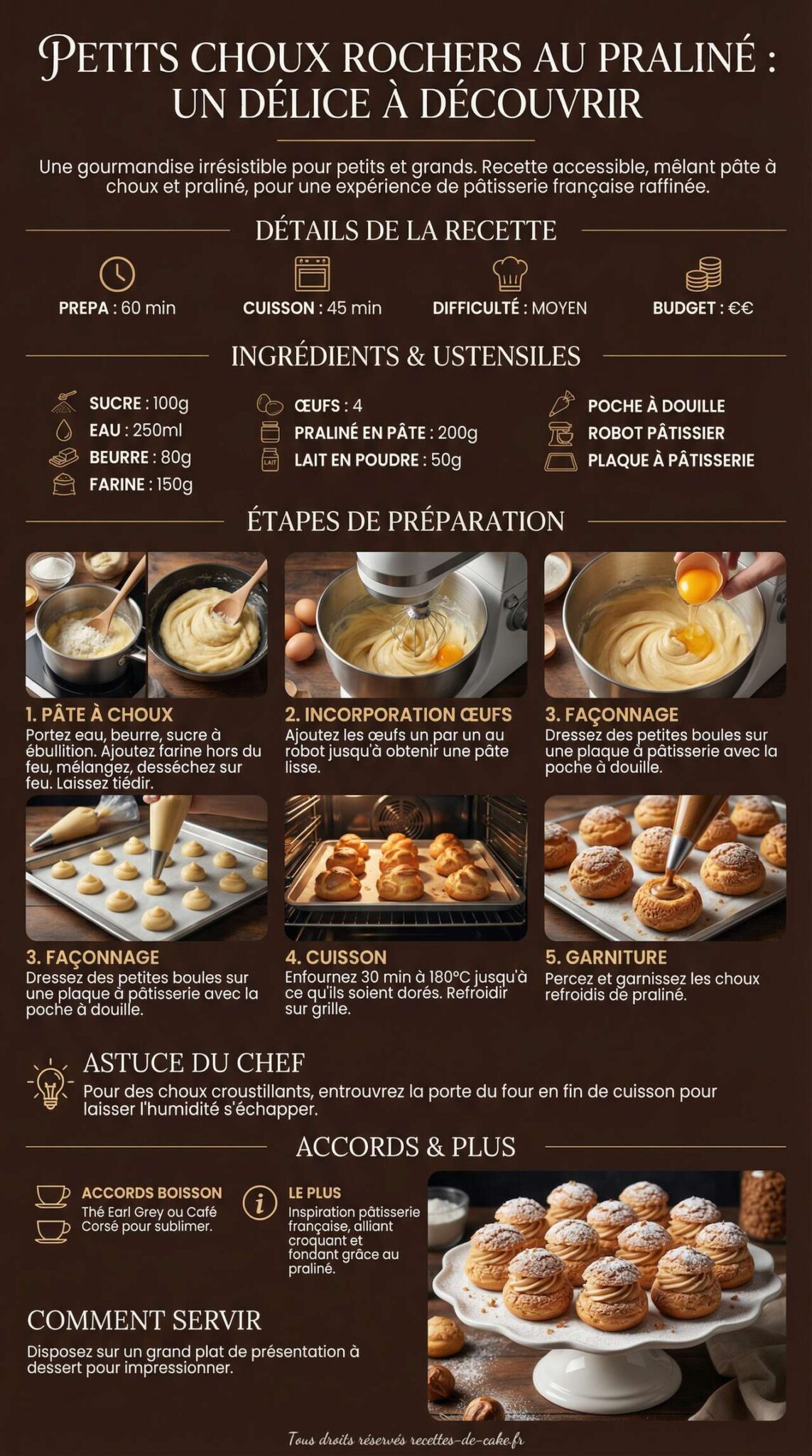 Fiche recette Recette des petits choux rochers au praliné : un délice à découvrir Fiche recette Recette des petits choux rochers au praliné : un délice à découvrir