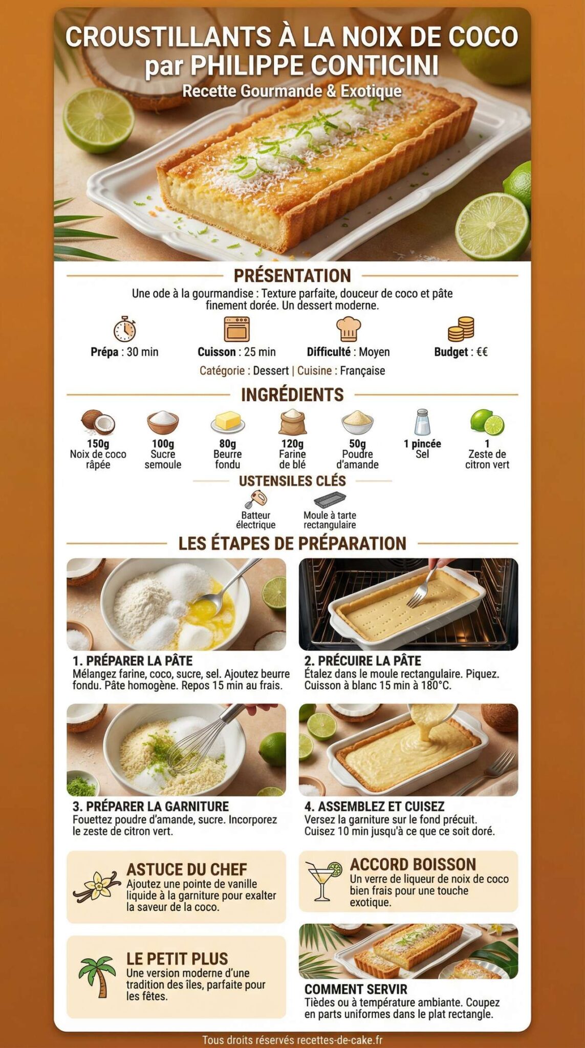 Fiche recette Croustillants à la noix de coco par Philippe Conticini : recette gourmande Fiche recette Croustillants à la noix de coco par Philippe Conticini : recette gourmande