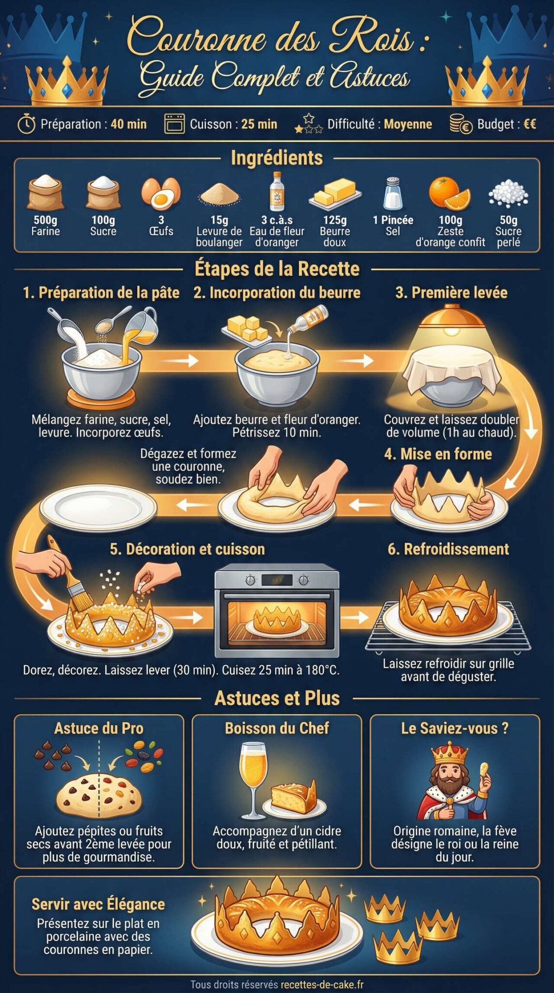 Fiche recette Recette Couronne des Rois : guide Complet et Astuces Fiche recette Recette Couronne des Rois : guide Complet et Astuces