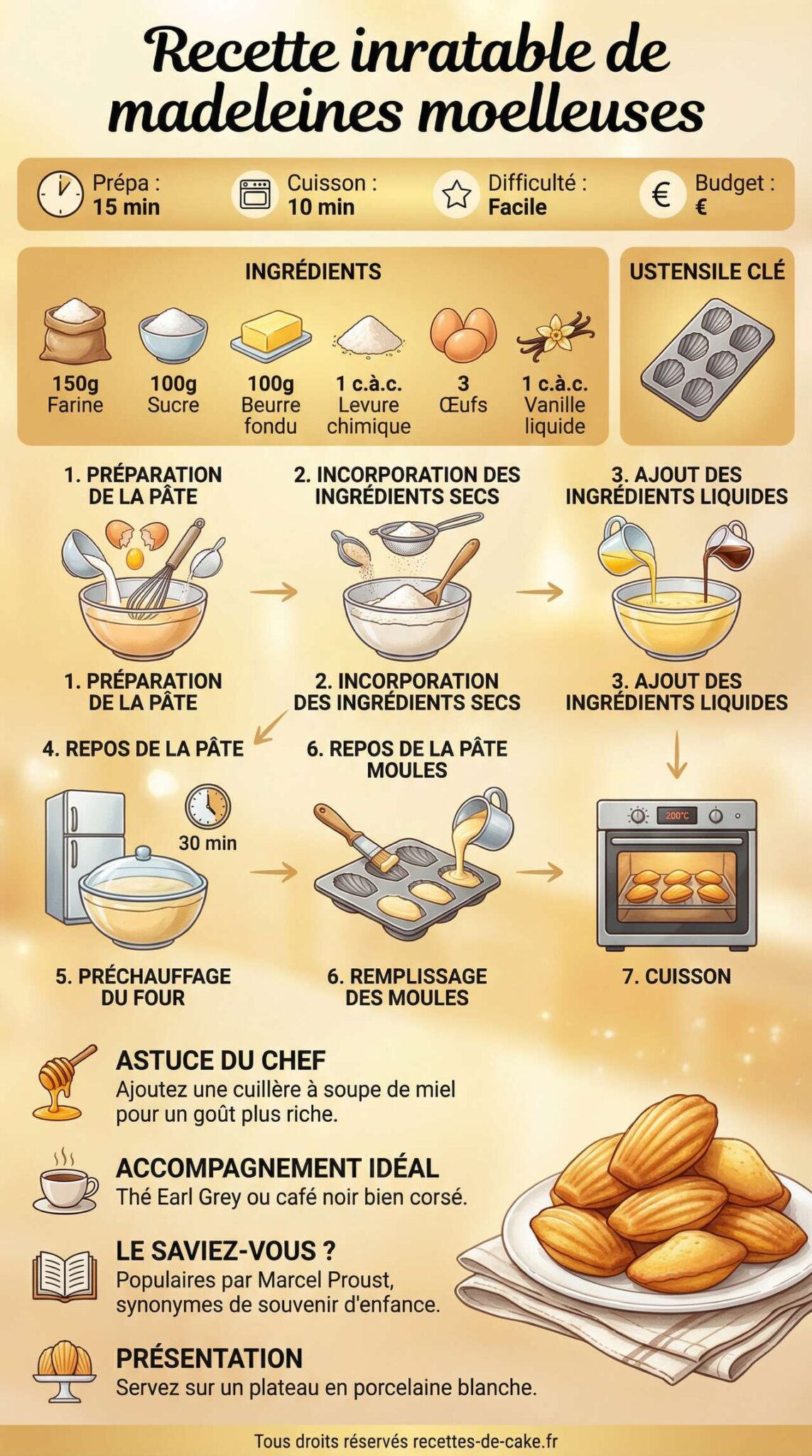 Fiche recette Recette inratable de madeleines moelleuses Fiche recette Recette inratable de madeleines moelleuses