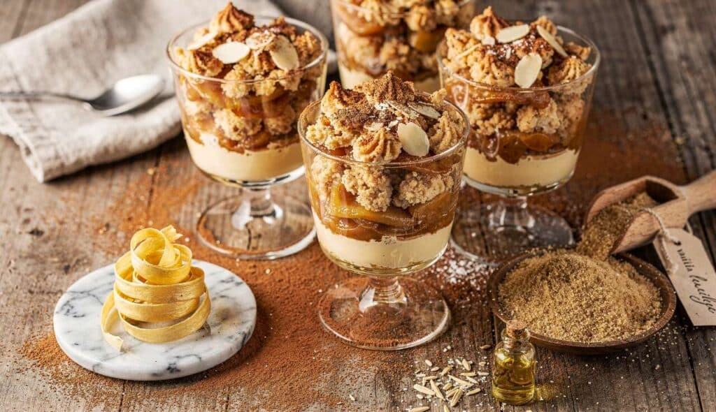 Délicieuses verrines de crumble aux pommes : recette gourmande à savourer