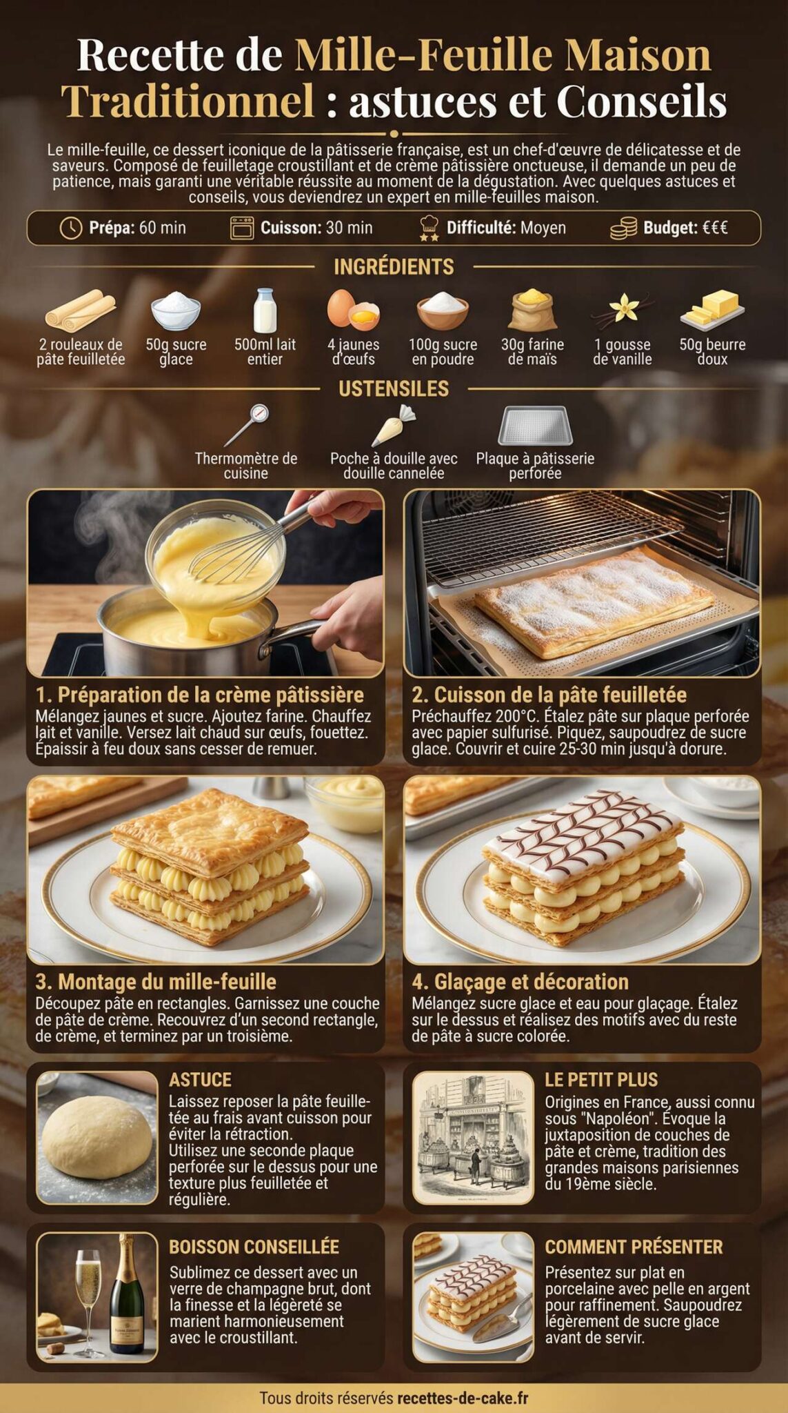 Fiche recette Recette de Mille-Feuille Maison Traditionnel : astuces et Conseils Fiche recette Recette de Mille-Feuille Maison Traditionnel : astuces et Conseils