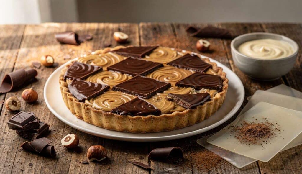 Tarte damier chocolat café praliné noisette : recette gourmande et facile