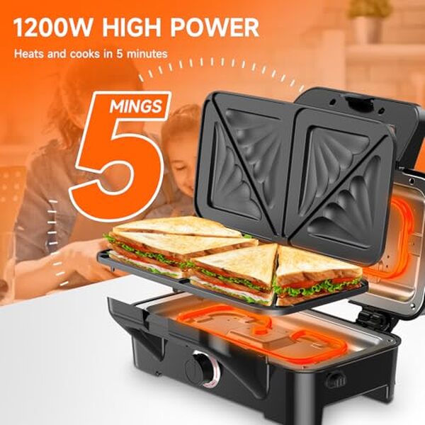 Découvrez notre avis sur le gaufrier 1200W : conception 3 en 1 pour préparer sandwichs, gaufres et plus. Fonctions pratiques et qualité au rendez-vous.