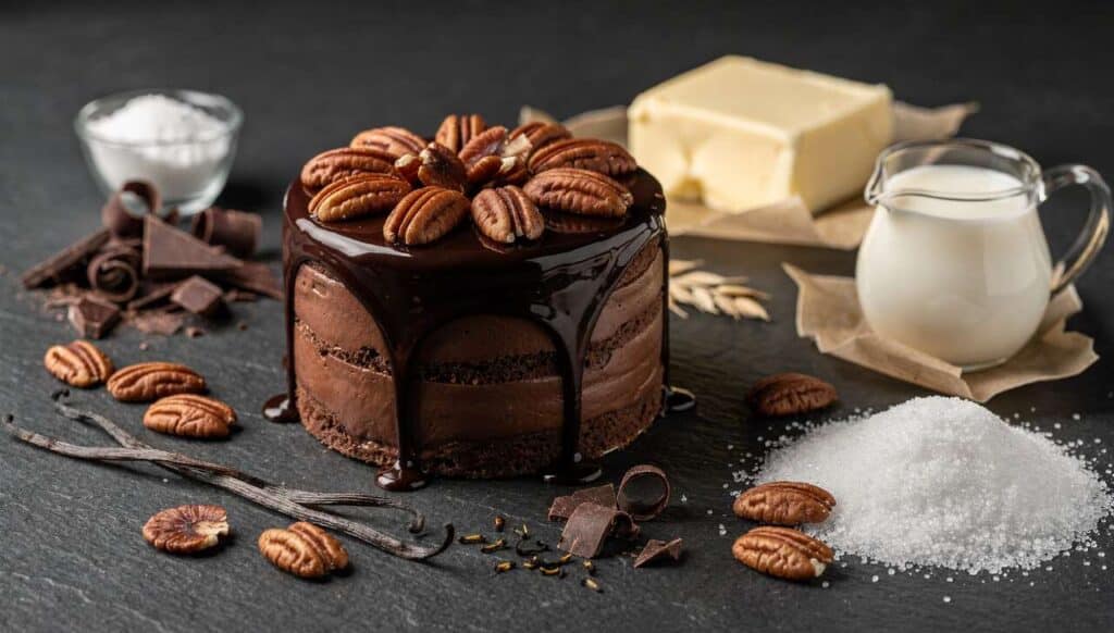 Recette gourmande d'entremets chocolat, noix de pécan et vanille