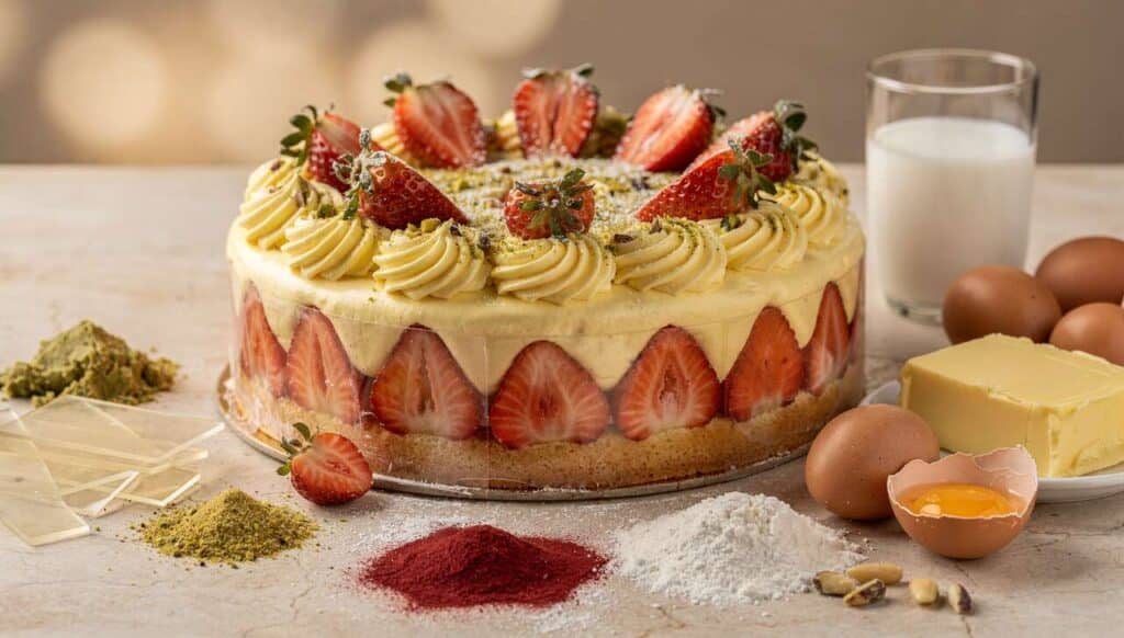 Fraisier à la crème mousseline et pistache : recette gourmande