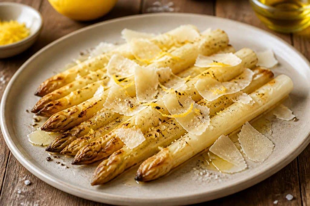 Recette d'asperges blanches rôties