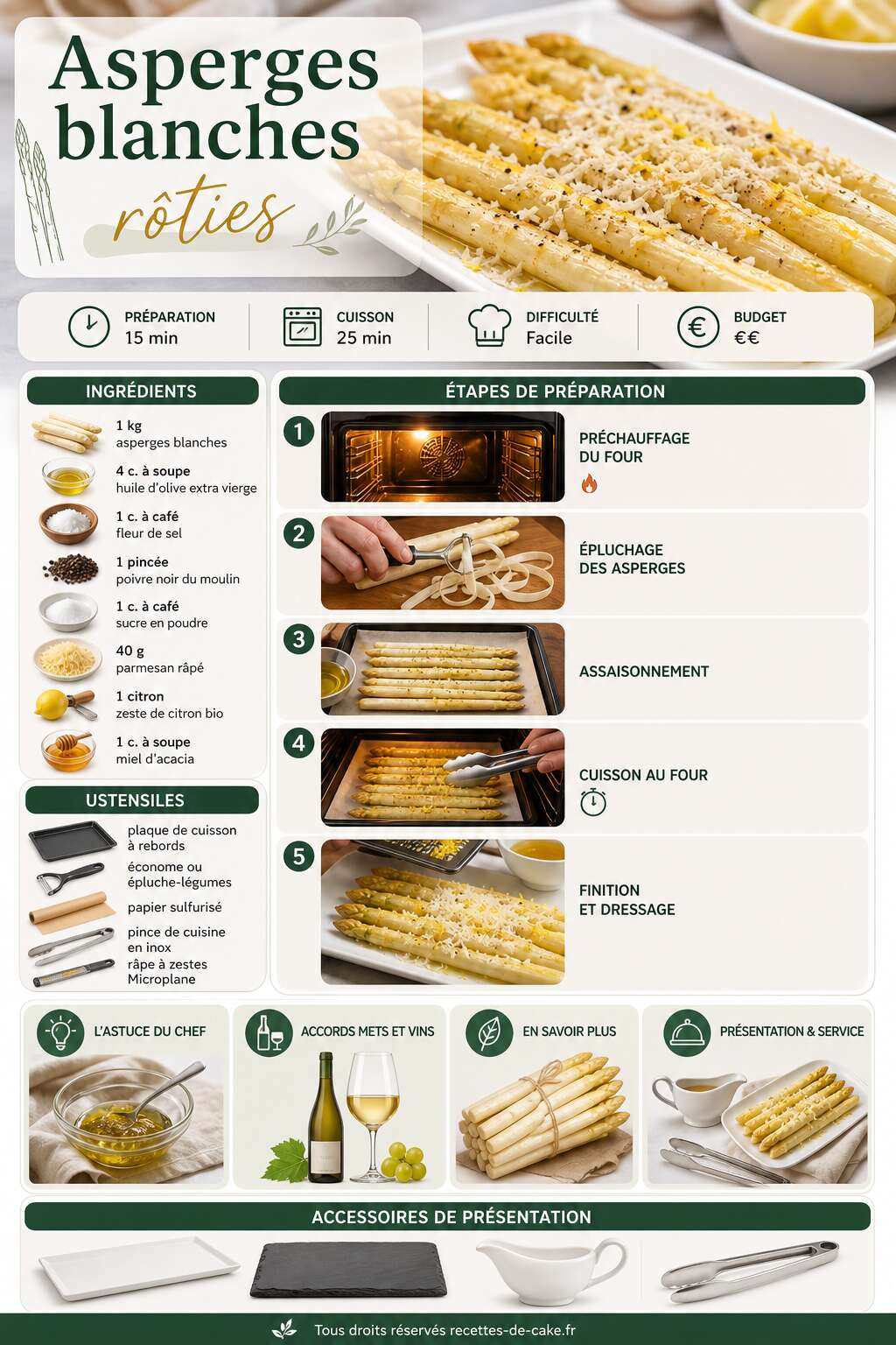 Fiche recette Recette d'asperges blanches rôties Fiche recette Recette d'asperges blanches rôties