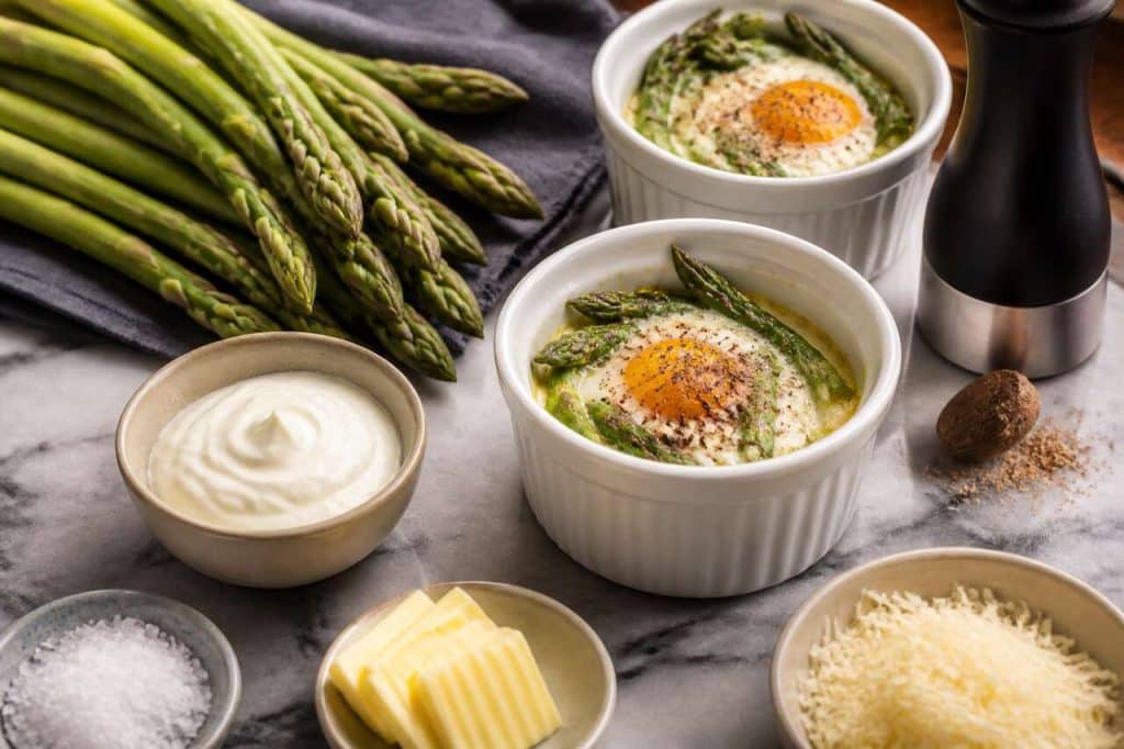 Œufs cocotte aux asperges : recette gourmande