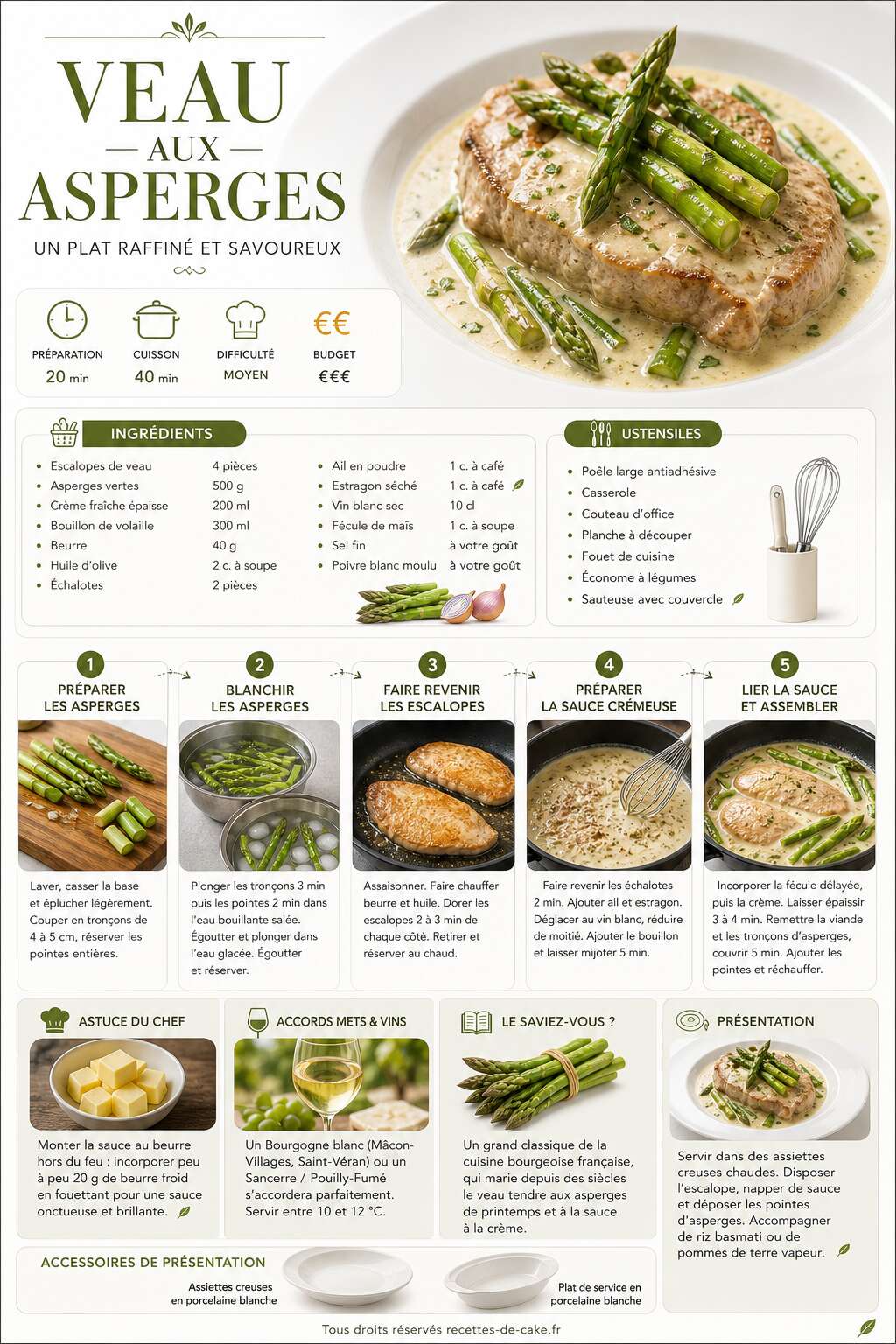 Fiche recette Recette de veau aux asperges : un plat raffiné et savoureux Fiche recette Recette de veau aux asperges : un plat raffiné et savoureux