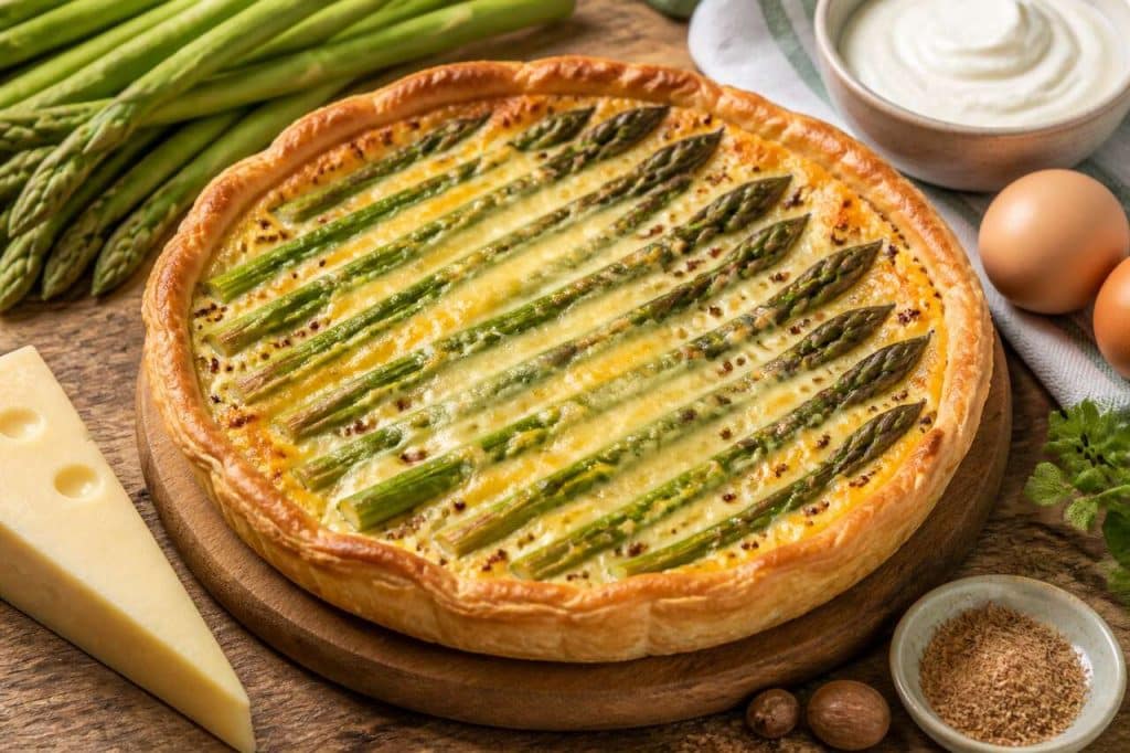 Tarte aux asperges vertes et gruyère : recette savoureuse