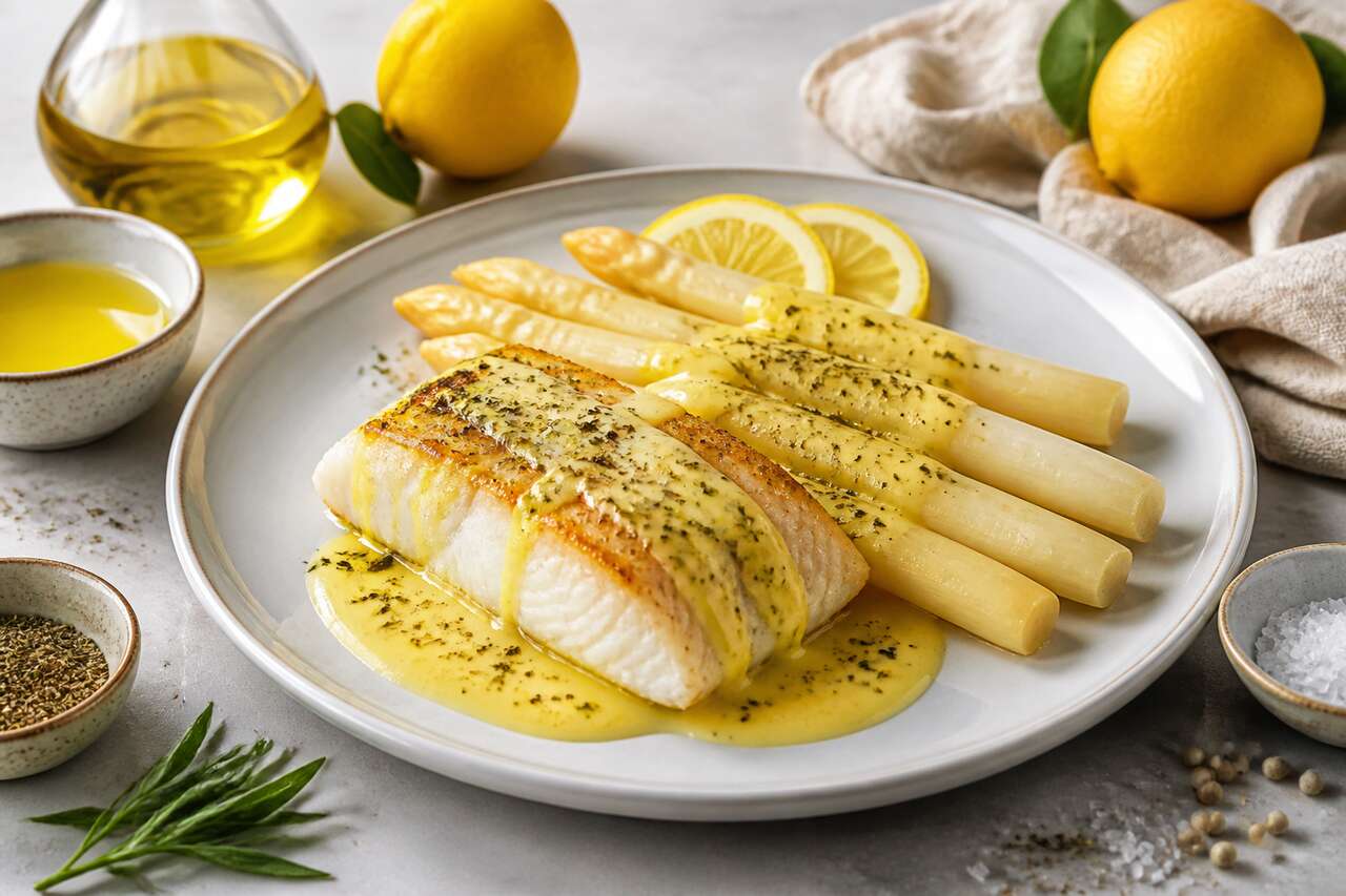 Cabillaud et asperges : délice à la sauce hollandaise