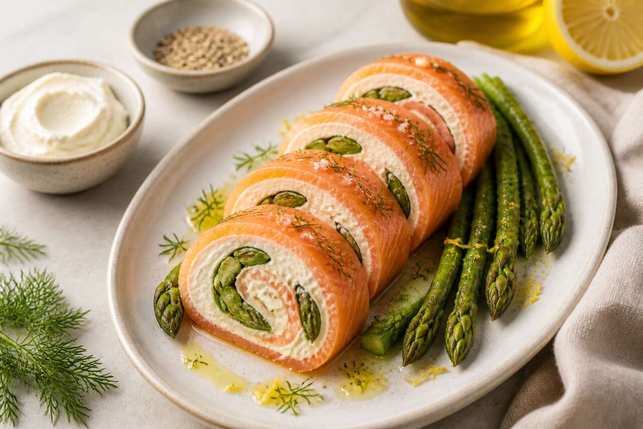 Roulé de saumon aux asperges : une recette gourmande