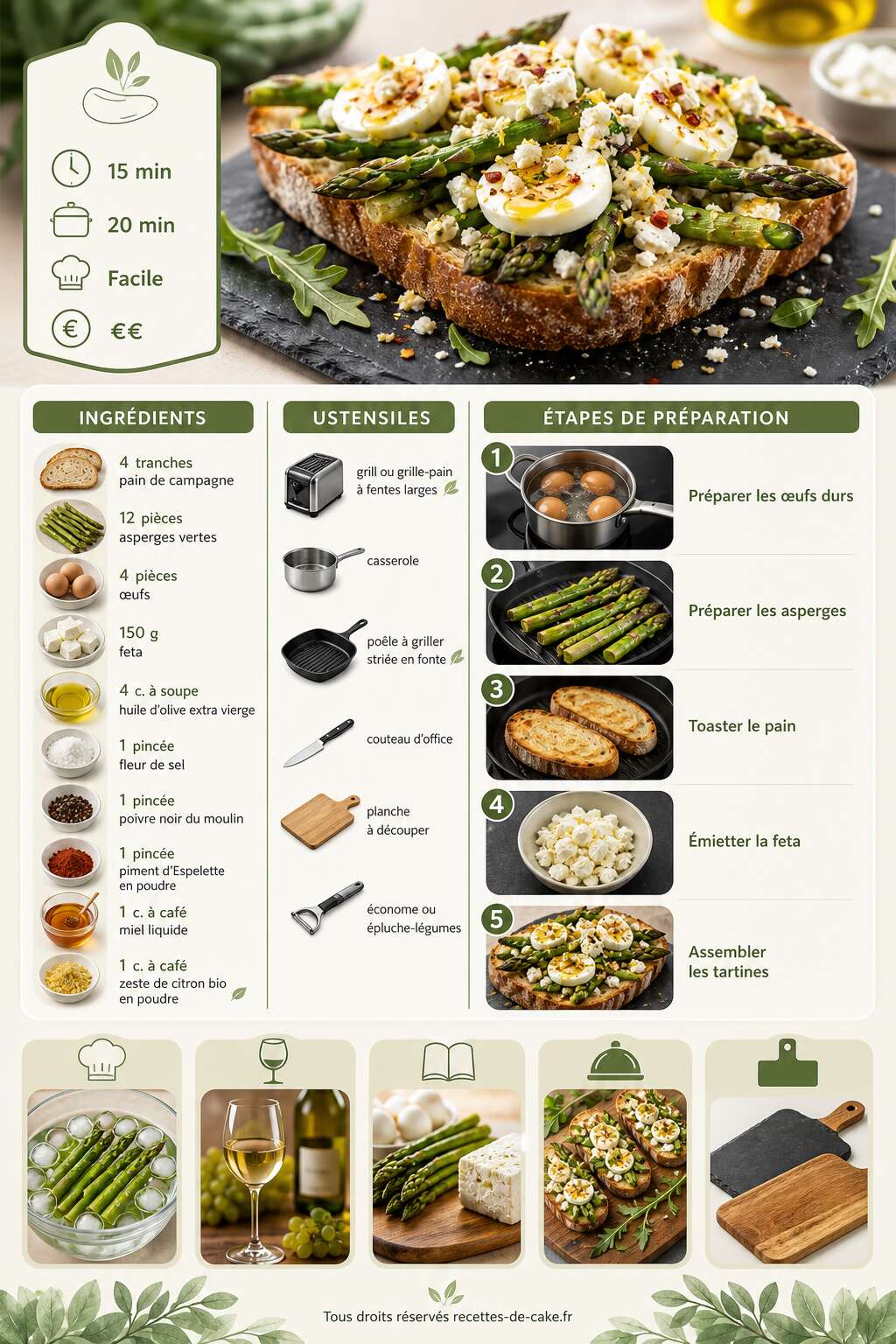 Fiche recette Recette de tartine aux asperges, œuf dur et feta Fiche recette Recette de tartine aux asperges, œuf dur et feta