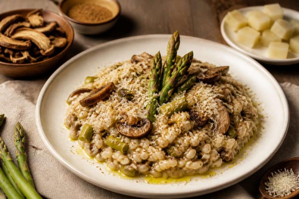 Recette de risotto aux asperges et champignons