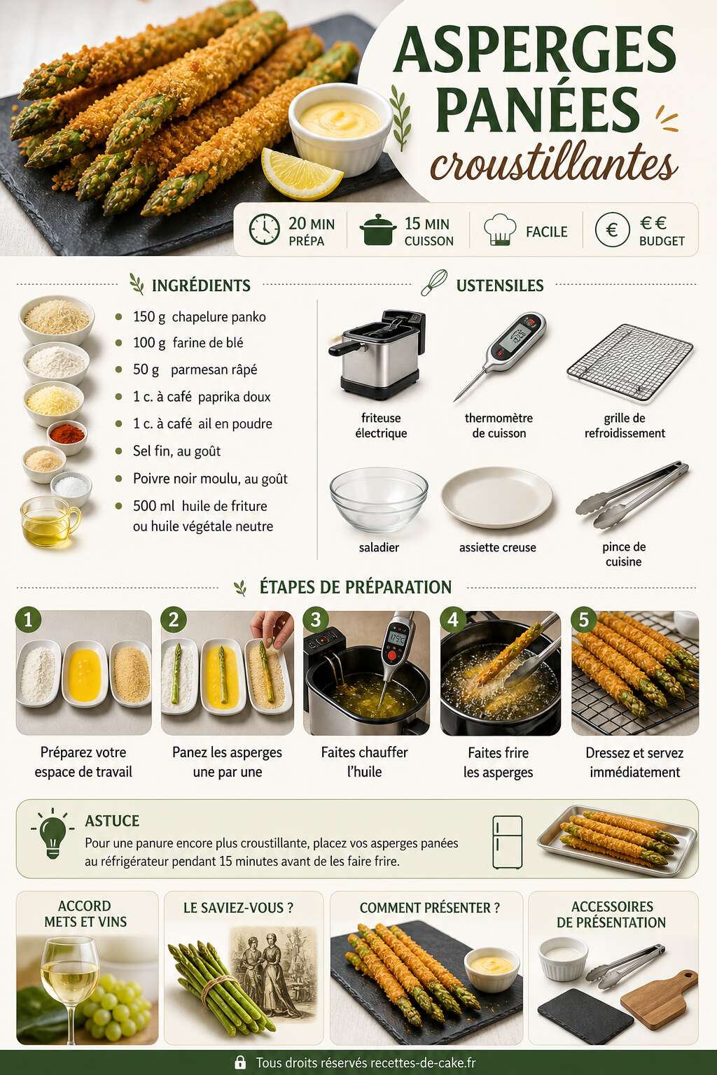 Fiche recette Asperges panées croustillantes : la recette facile Fiche recette Asperges panées croustillantes : la recette facile