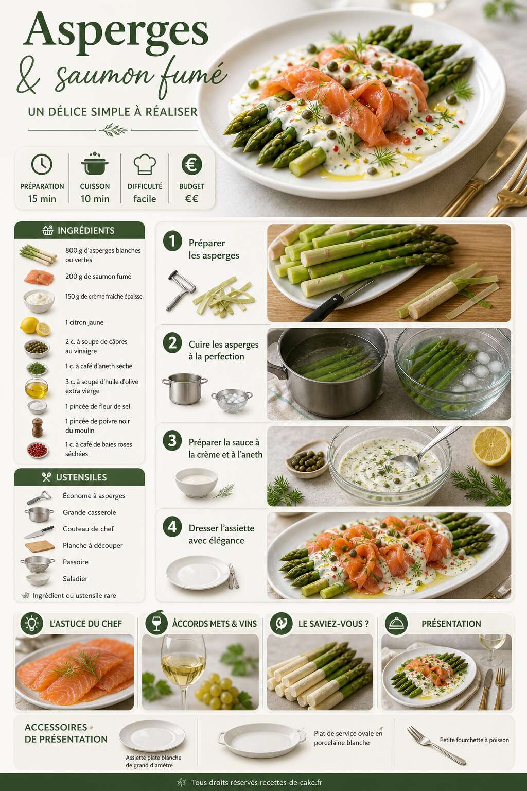 Fiche recette Recette d'asperges et saumon fumé : un délice simple à réaliser Fiche recette Recette d'asperges et saumon fumé : un délice simple à réaliser