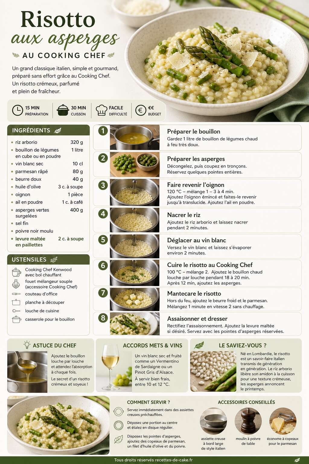 Fiche recette Recette de risotto aux asperges au Cooking Chef Fiche recette Recette de risotto aux asperges au Cooking Chef