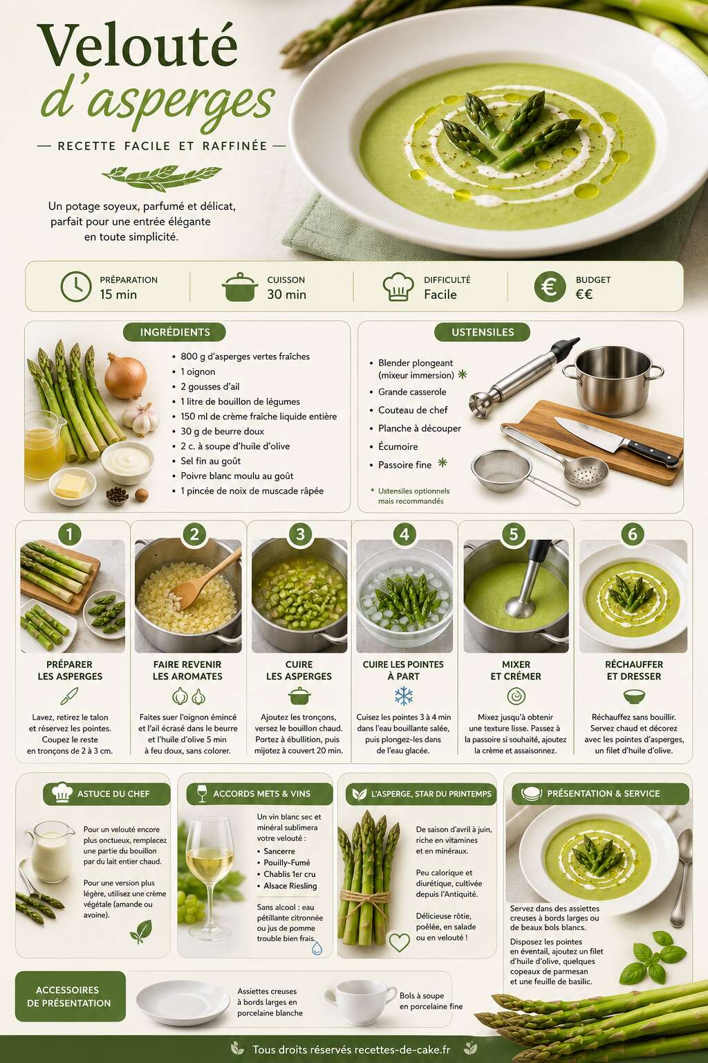 Fiche recette Velouté d'asperges : recette facile et raffinée Fiche recette Velouté d'asperges : recette facile et raffinée