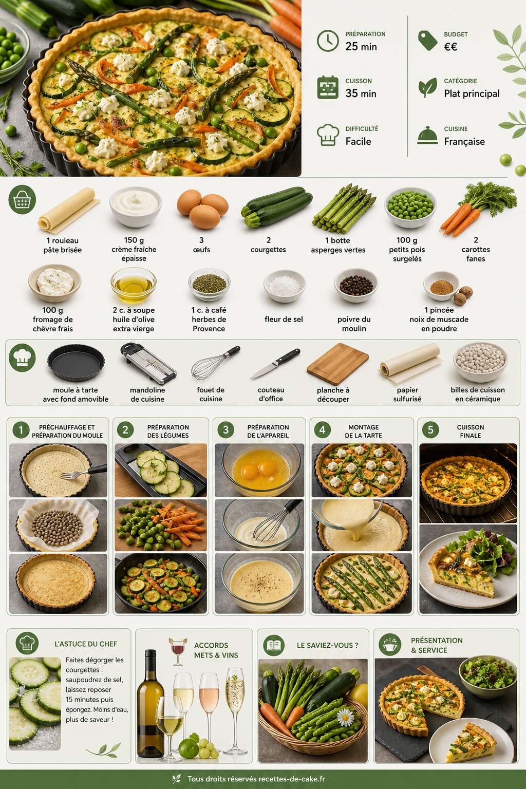 Fiche recette Tarte aux légumes de printemps : une recette savoureuse et légère Fiche recette Tarte aux légumes de printemps : une recette savoureuse et légère