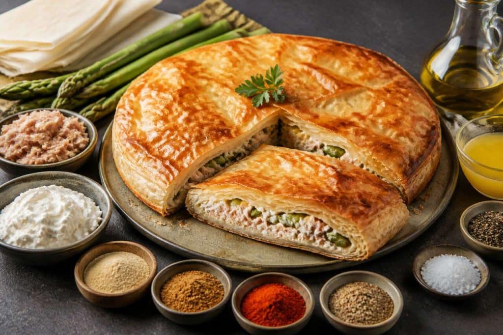Pastilla de thon au St Môret et asperges vertes