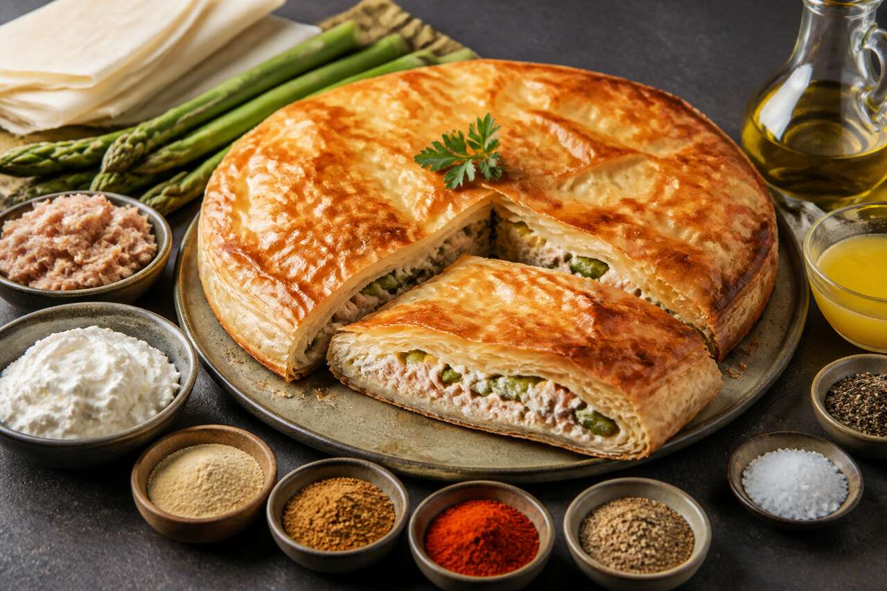 Pastilla de thon au St Môret et asperges vertes
