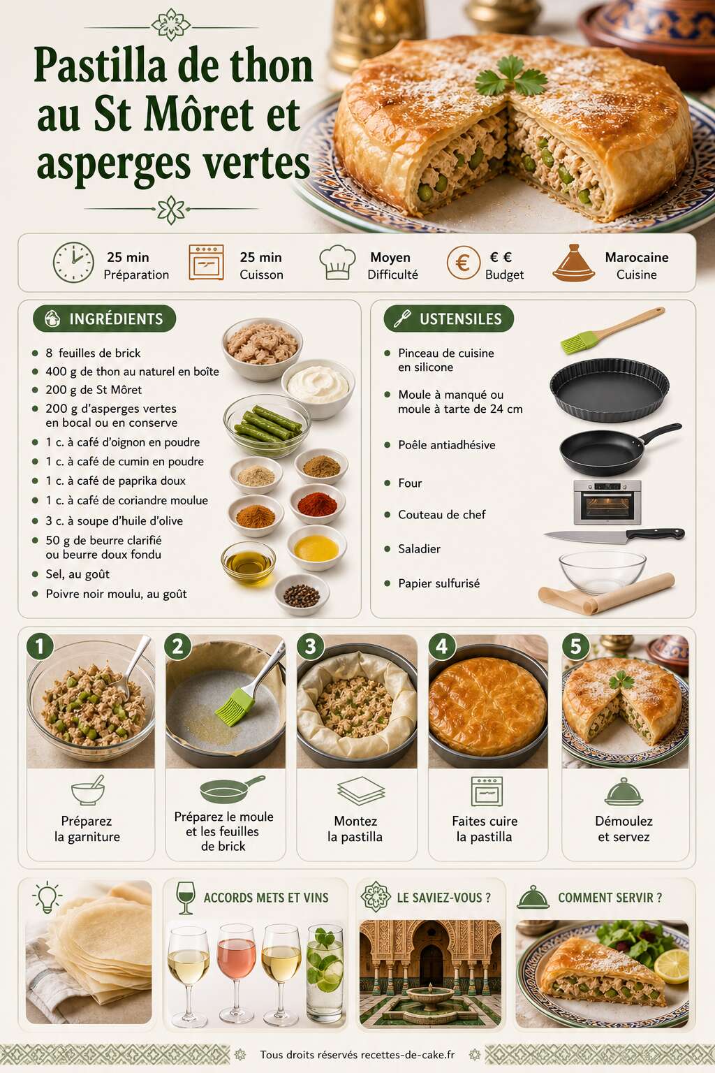 Fiche recette Pastilla de thon au St Môret et asperges vertes Fiche recette Pastilla de thon au St Môret et asperges vertes