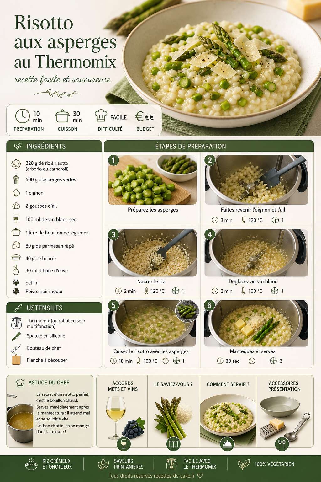 Fiche recette Risotto aux asperges au Thermomix : recette facile et savoureuse Fiche recette Risotto aux asperges au Thermomix : recette facile et savoureuse