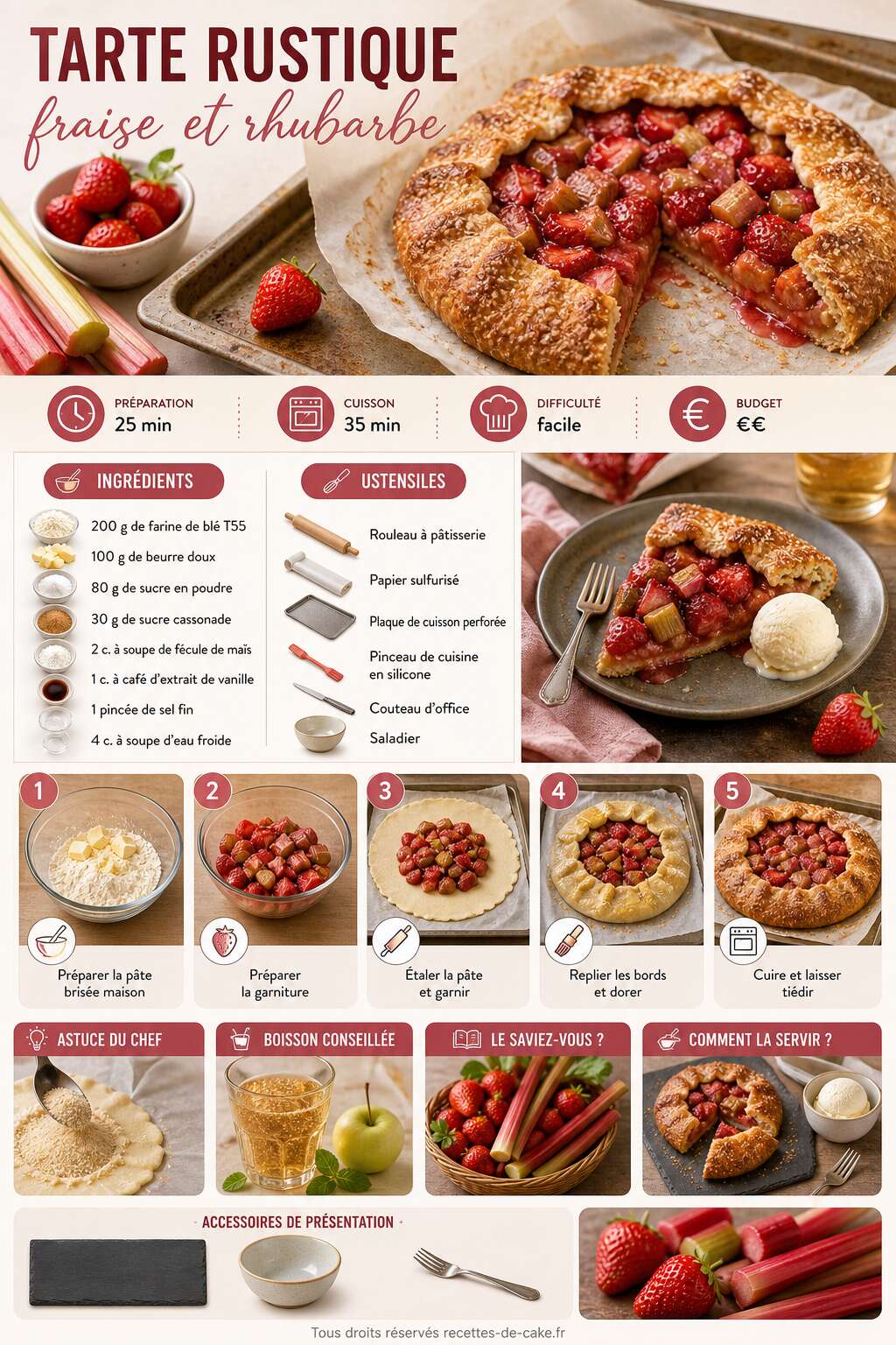 Fiche recette Recette tarte rustique fraise et rhubarbe idéale Fiche recette Recette tarte rustique fraise et rhubarbe idéale