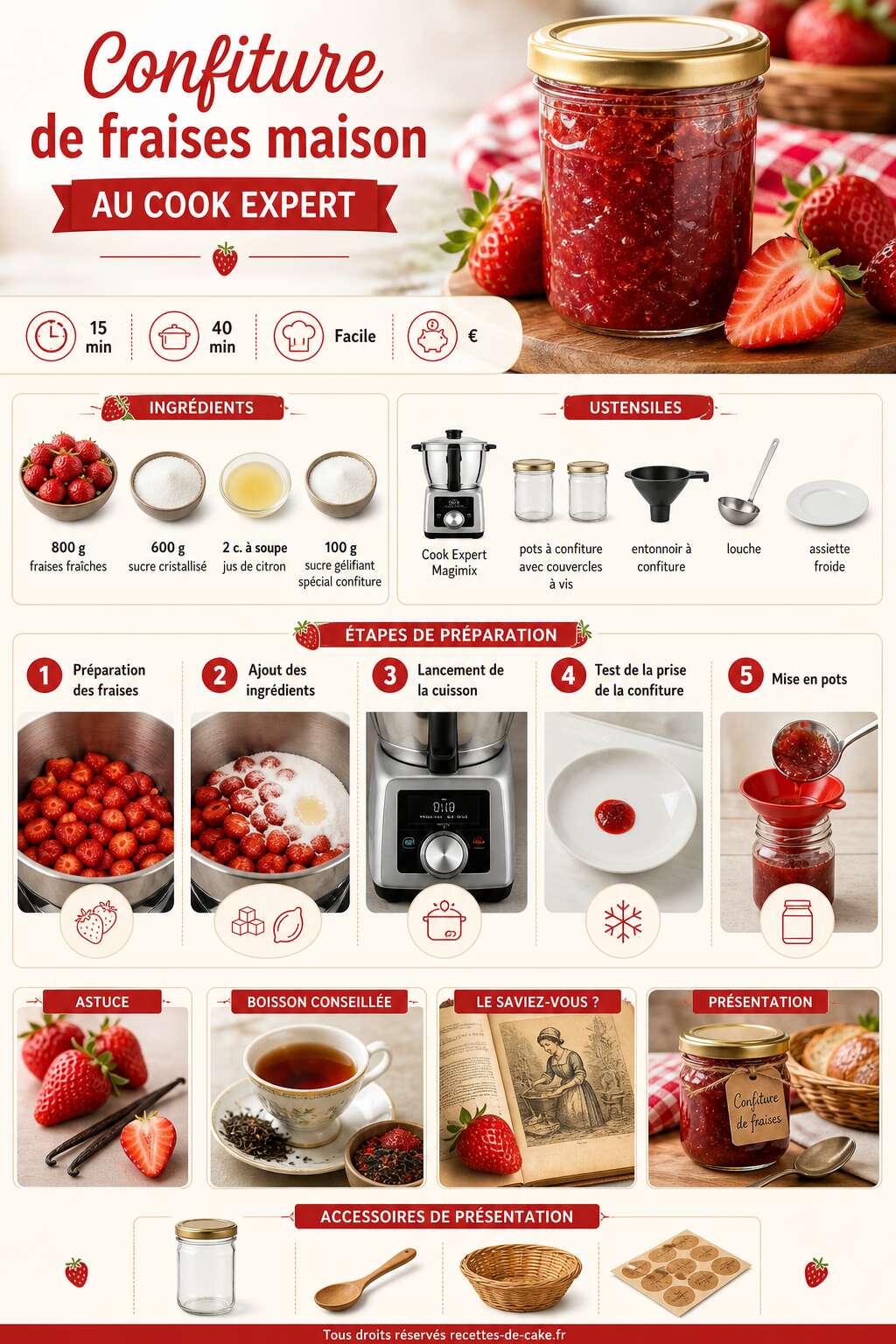 Fiche recette Confiture de fraises maison au Cook Expert Fiche recette Confiture de fraises maison au Cook Expert