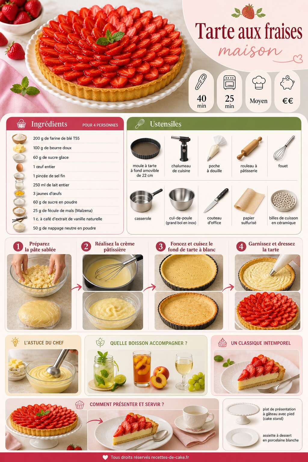 Fiche recette Recette de la meilleure tarte aux fraises maison Fiche recette Recette de la meilleure tarte aux fraises maison