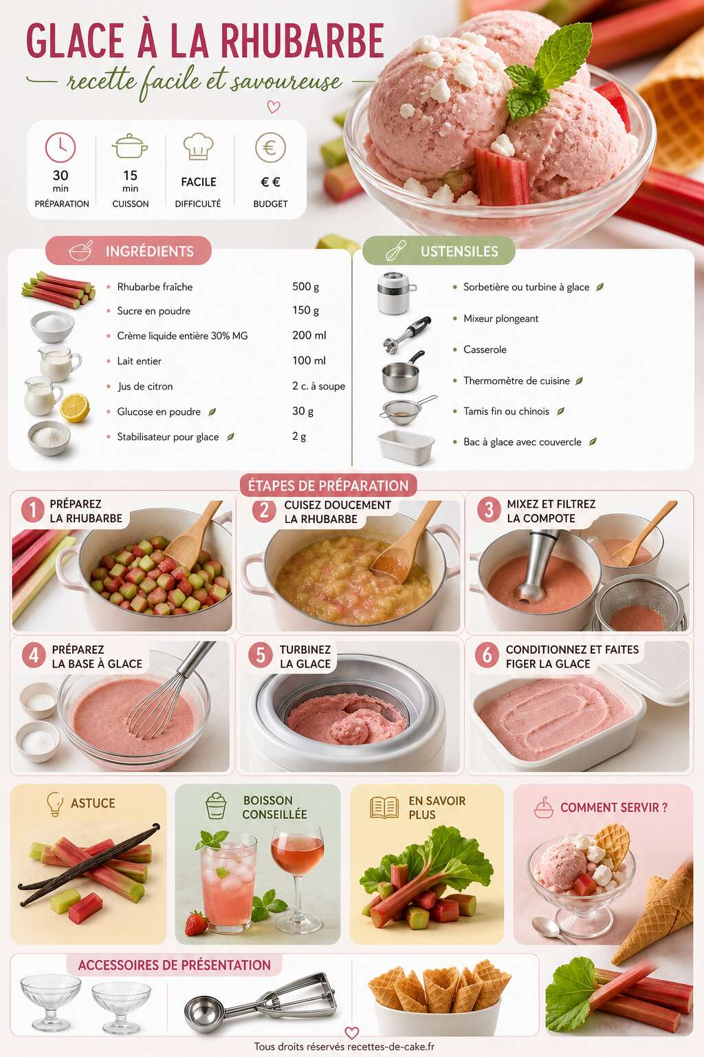 Fiche recette Glace à la rhubarbe : recette facile et savoureuse Fiche recette Glace à la rhubarbe : recette facile et savoureuse