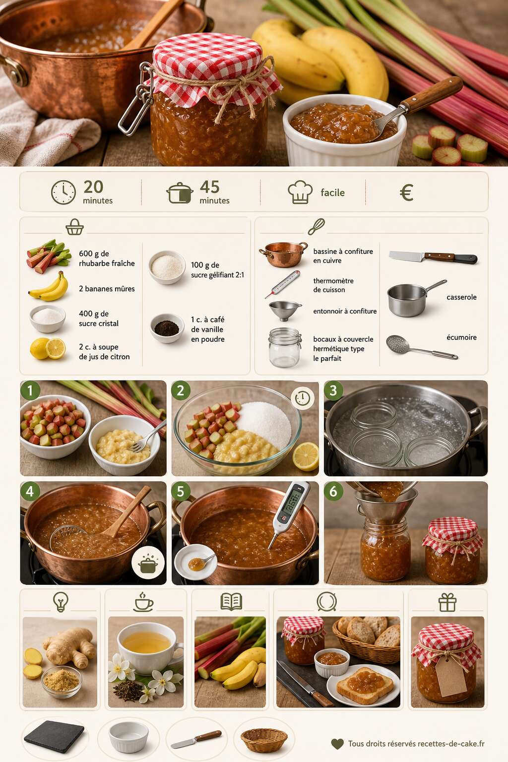 Fiche recette Recette de confiture rhubarbe-banane maison Fiche recette Recette de confiture rhubarbe-banane maison