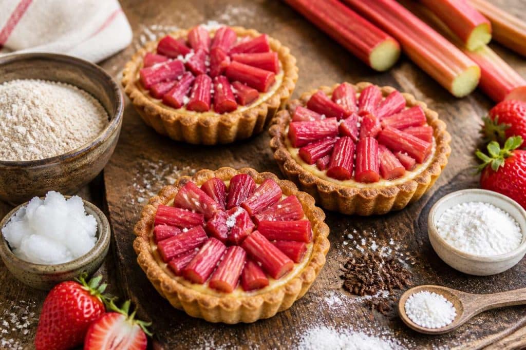 Tartelettes à la rhubarbe allégée : recette facile et gourmande