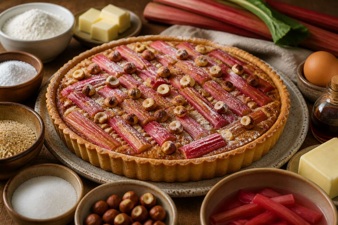 Tarte rhubarbe et noisette : la recette gourmande
