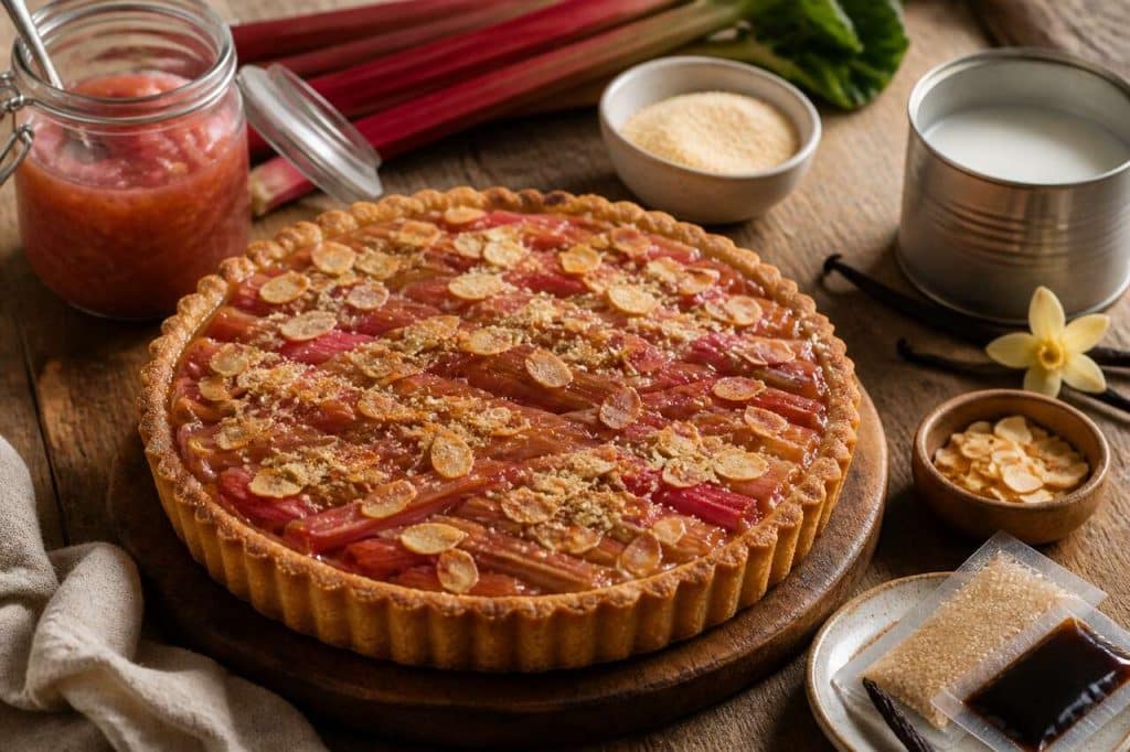 Tarte rhubarbe bananes : recette gourmande