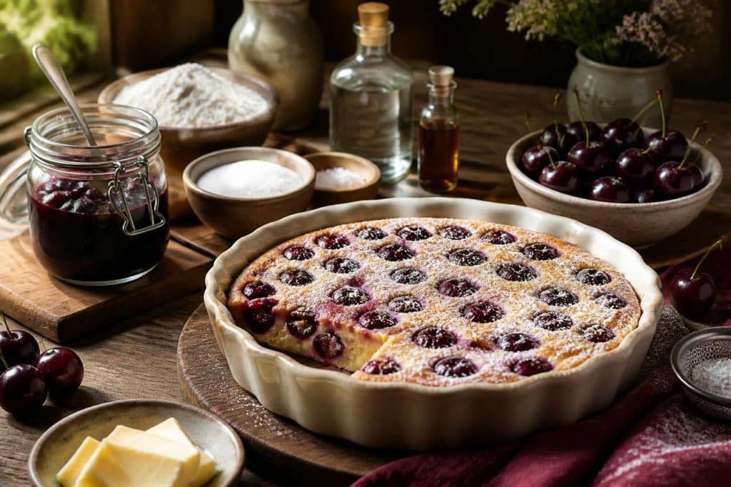Clafoutis aux cerises noires et kirsch : recette gourmande