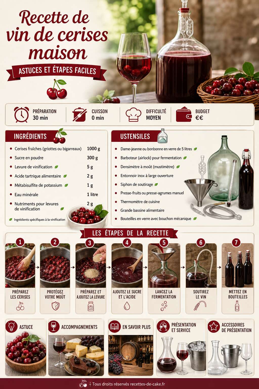 Fiche recette Recette de vin de cerises maison : astuces et étapes faciles Fiche recette Recette de vin de cerises maison : astuces et étapes faciles